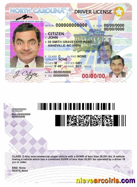 USA North Carolina driving license